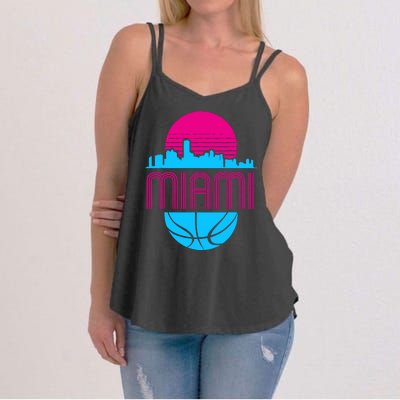 Vintage Miami Florida Cityscape Retro Basketball Women's Strappy Tank