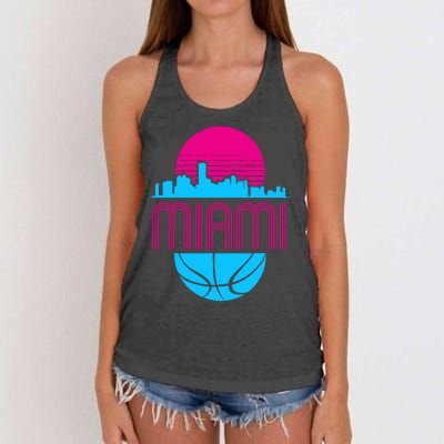 Vintage Miami Florida Cityscape Retro Basketball Women's Knotted Racerback Tank