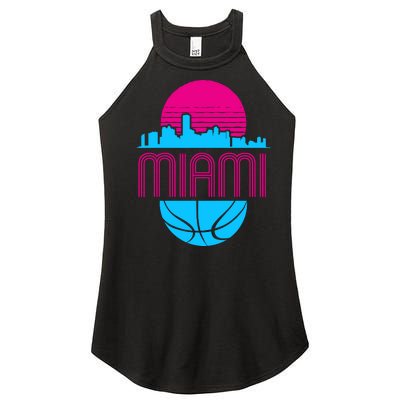 Vintage Miami Florida Cityscape Retro Basketball Women's Perfect Tri Rocker Tank