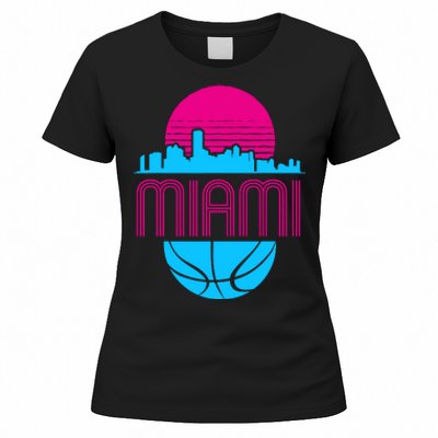 Vintage Miami Florida Cityscape Retro Basketball Women's T-Shirt