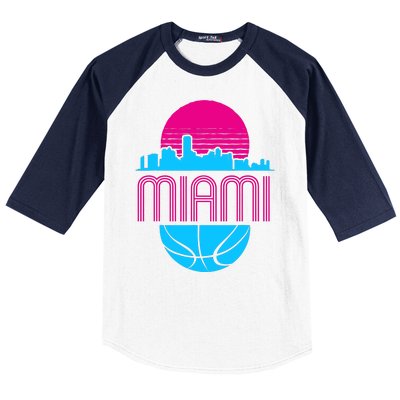 Vintage Miami Florida Cityscape Retro Basketball Baseball Sleeve Shirt