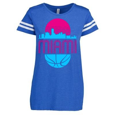 Vintage Miami Florida Cityscape Retro Basketball Enza Ladies Jersey Football T-Shirt