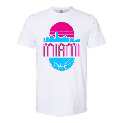 Vintage Miami Florida Cityscape Retro Basketball Softstyle CVC T-Shirt