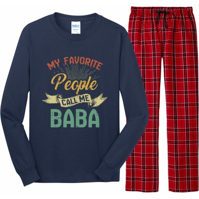 Vintage My Favorite People Call Me Baba Fathers Day Gift Long Sleeve Pajama Set