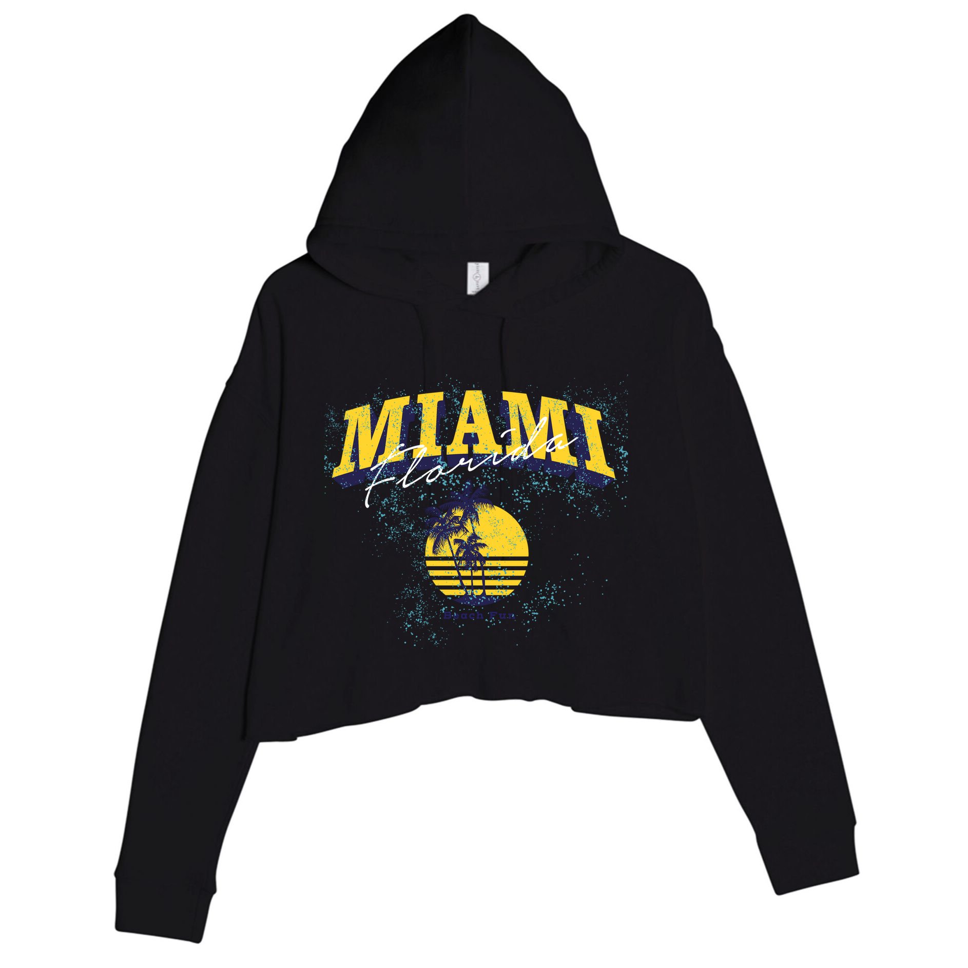 Vintage Miami Florida Beach Fun Crop Fleece Hoodie