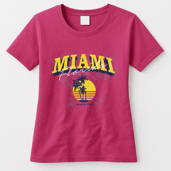 Vintage Miami Florida Beach Fun Womens T-Shirt