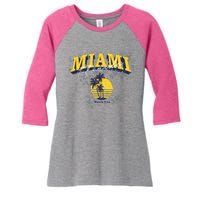 Vintage Miami Florida Beach Fun Women's Tri-Blend 3/4-Sleeve Raglan Shirt