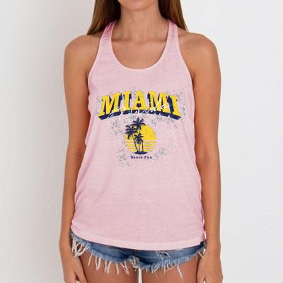 Vintage Miami Florida Beach Fun Women's Knotted Racerback Tank