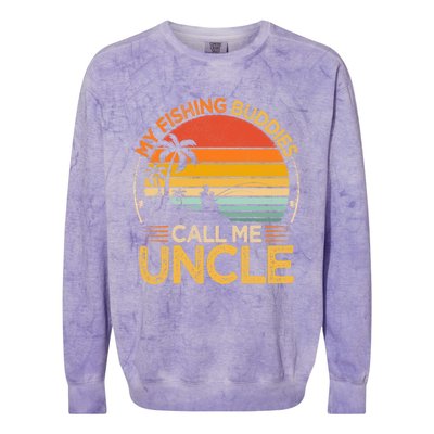 Vintage My Fishing Buddies Call Uncle Fishing Father's Day Meaningful Gift Colorblast Crewneck Sweatshirt