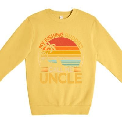 Vintage My Fishing Buddies Call Uncle Fishing Father's Day Meaningful Gift Premium Crewneck Sweatshirt