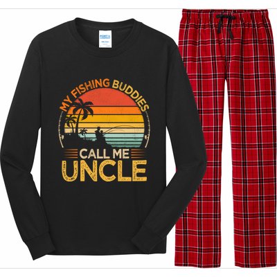 Vintage My Fishing Buddies Call Uncle Fishing Father's Day Meaningful Gift Long Sleeve Pajama Set