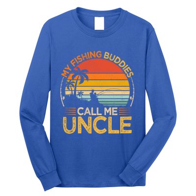 Vintage My Fishing Buddies Call Uncle Fishing Father's Day Meaningful Gift Long Sleeve Shirt