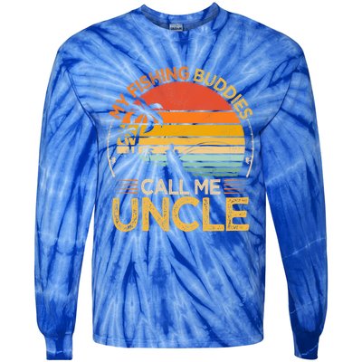 Vintage My Fishing Buddies Call Uncle Fishing Father's Day Meaningful Gift Tie-Dye Long Sleeve Shirt