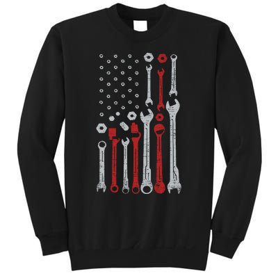 Vintage Mechanic Flag Usa American Patriotic Flag Cars Sweatshirt