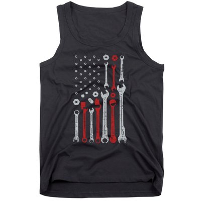 Vintage Mechanic Flag Usa American Patriotic Flag Cars Tank Top