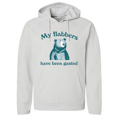 Vintage My Flabbers Have Been Gasted Funny Bear Saying Quote Performance Fleece Hoodie