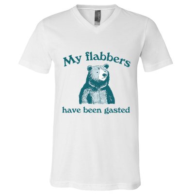 Vintage My Flabbers Have Been Gasted Funny Bear Saying Quote V-Neck T-Shirt