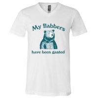 Vintage My Flabbers Have Been Gasted Funny Bear Saying Quote V-Neck T-Shirt