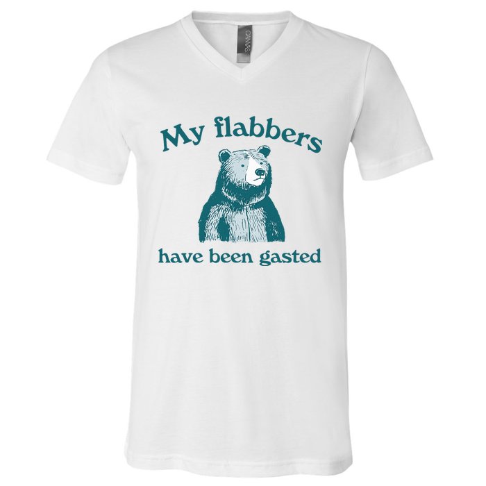 Vintage My Flabbers Have Been Gasted Funny Bear Saying Quote V-Neck T-Shirt