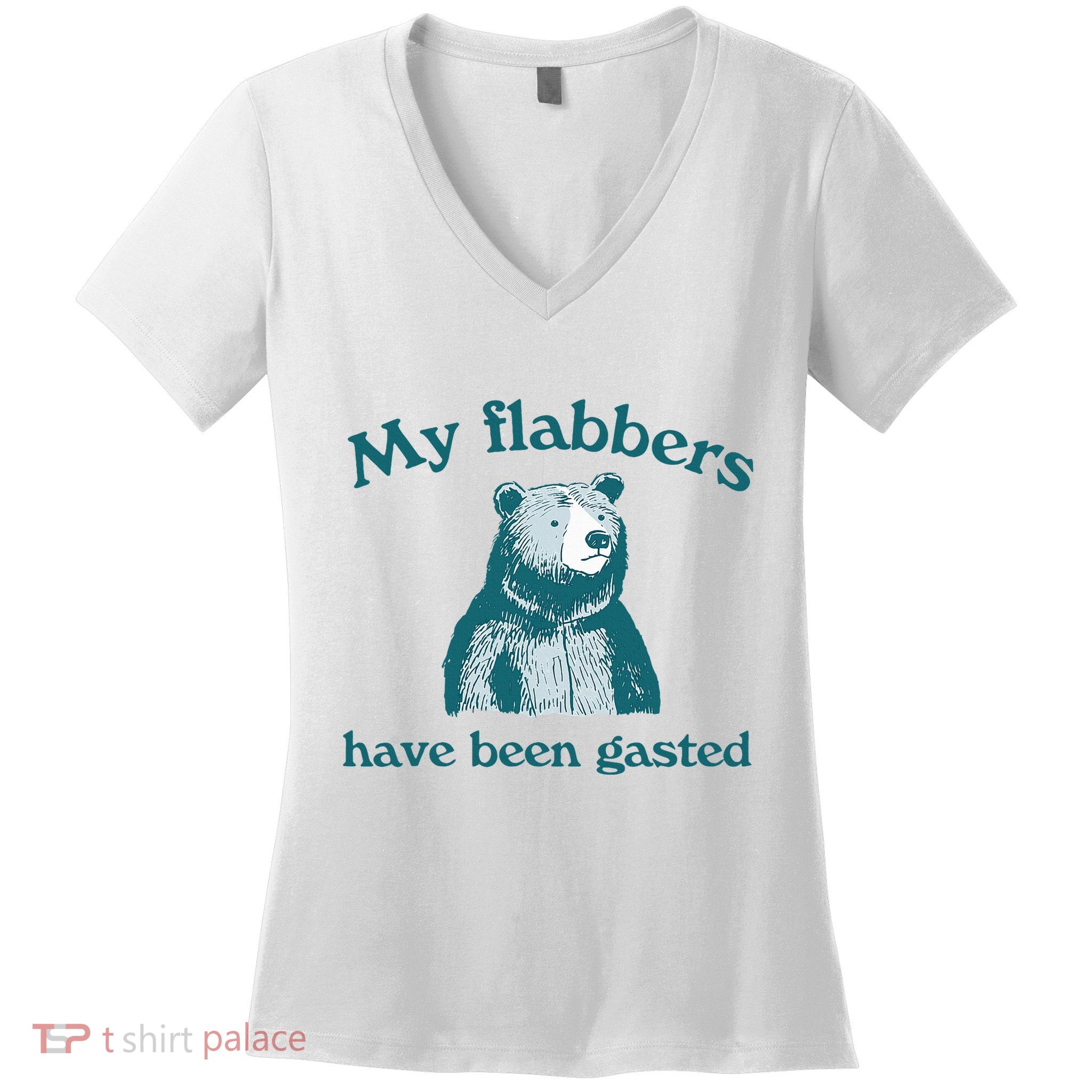 Vintage My Flabbers Have Been Gasted Funny Bear Saying Quote Women's V-Neck T-Shirt