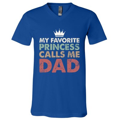 Vintage My Favorite Princess Calls Me Dad Daddy Daughter Gift V-Neck T-Shirt