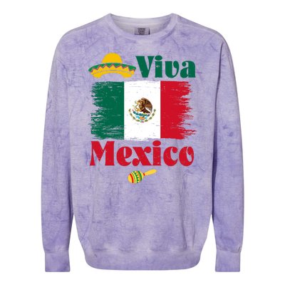 Viva Mexico Flag Mexican Independence Day Colorblast Crewneck Sweatshirt