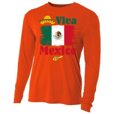 Viva Mexico Flag Mexican Independence Day Cooling Performance Long Sleeve Crew