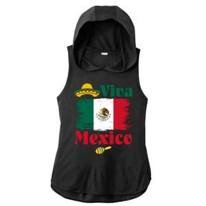 Viva Mexico Flag Mexican Independence Day Ladies PosiCharge Tri-Blend Wicking Draft Hoodie Tank