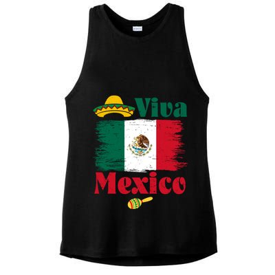 Viva Mexico Flag Mexican Independence Day Ladies PosiCharge Tri-Blend Wicking Tank