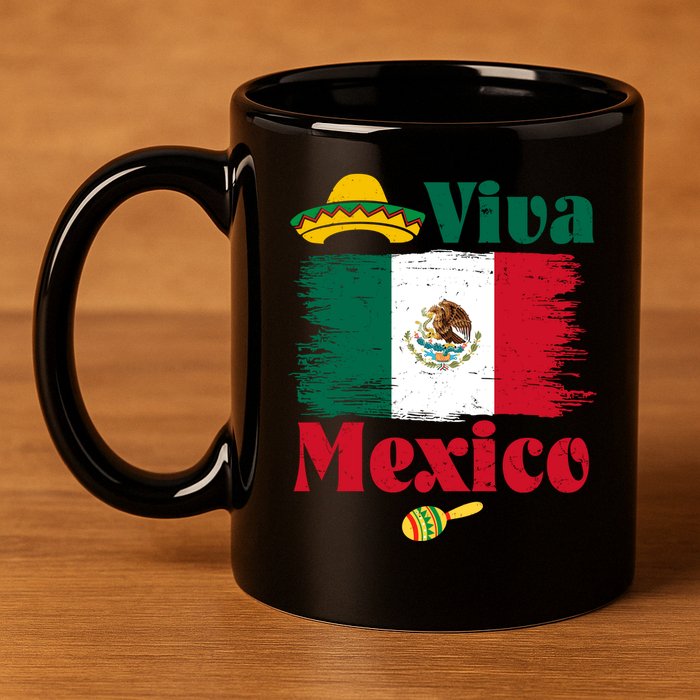 Viva Mexico Flag Mexican Independence Day 11oz C Handle Ceramic Mug