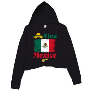 Viva Mexico Flag Mexican Independence Day Crop Fleece Hoodie