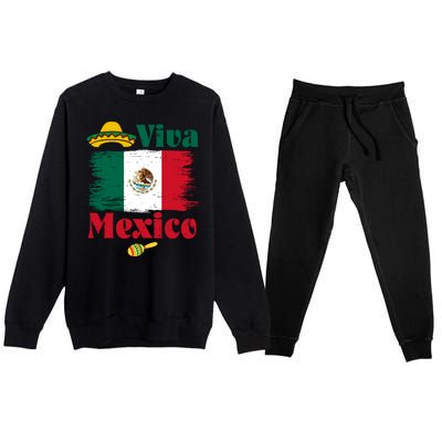 Viva Mexico Flag Mexican Independence Day Premium Crewneck Sweatsuit Set