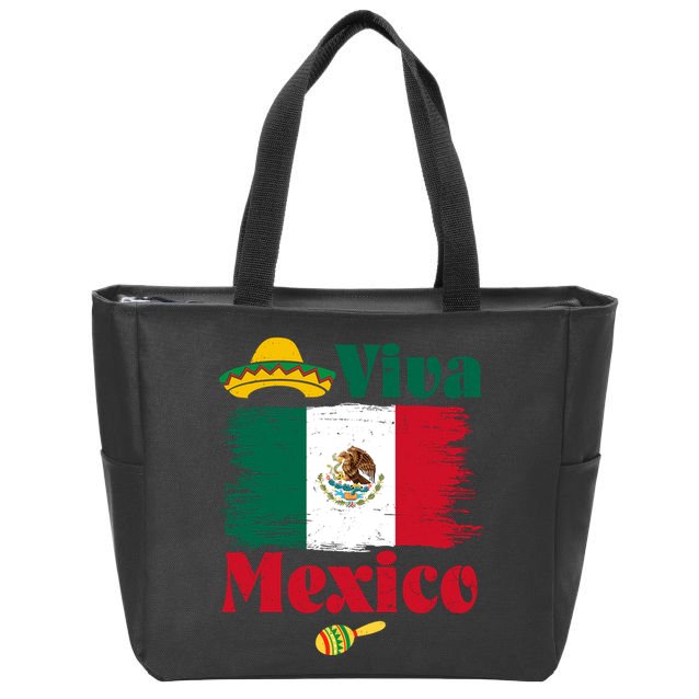 Viva Mexico Flag Mexican Independence Day Zip Tote Bag