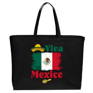 Viva Mexico Flag Mexican Independence Day Cotton Canvas Jumbo Tote