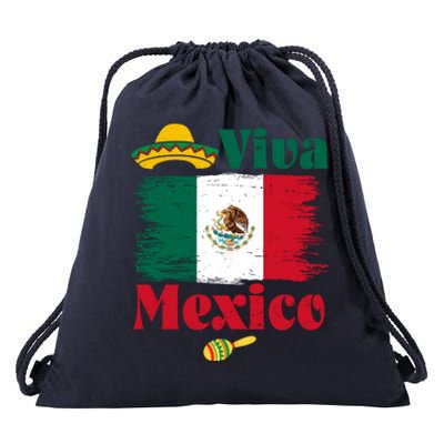 Viva Mexico Flag Mexican Independence Day Drawstring Bag