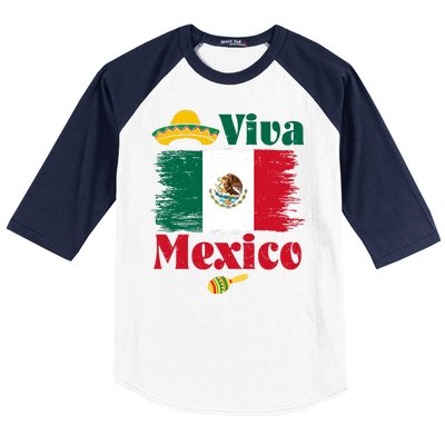 Viva Mexico Flag Mexican Independence Day Baseball Sleeve Shirt