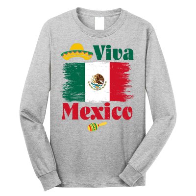 Viva Mexico Flag Mexican Independence Day Long Sleeve Shirt