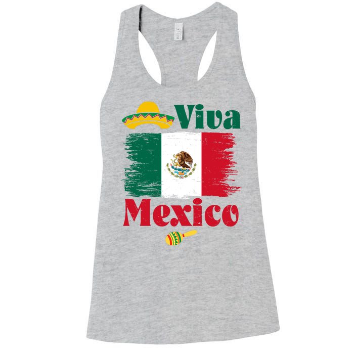 Viva Mexico Flag Mexican Independence Day Women's Racerback Tank