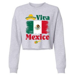 Viva Mexico Flag Mexican Independence Day Cropped Pullover Crew