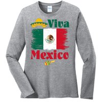 Viva Mexico Flag Mexican Independence Day Ladies Long Sleeve Shirt