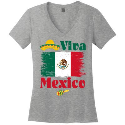 Viva Mexico Flag Mexican Independence Day Women's V-Neck T-Shirt