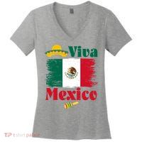 Viva Mexico Flag Mexican Independence Day Women's V-Neck T-Shirt