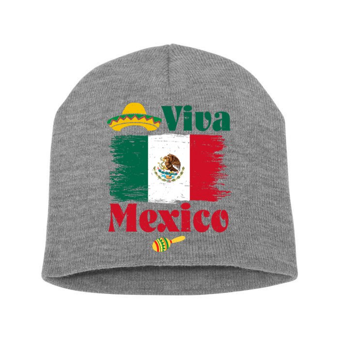 Viva Mexico Flag Mexican Independence Day Short Acrylic Beanie