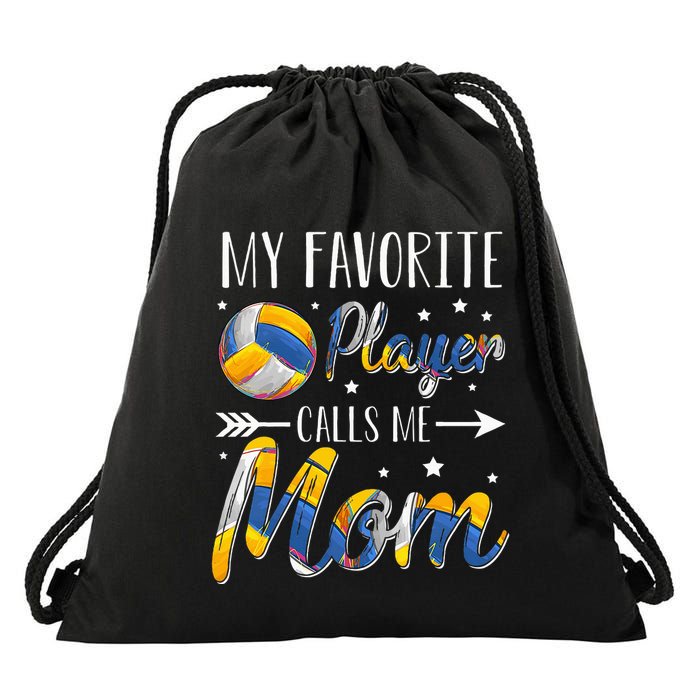 Volleyball My Favorite Player Calls Me Mom Drawstring Bag