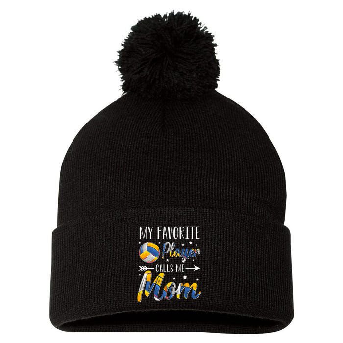 Volleyball My Favorite Player Calls Me Mom Pom Pom 12in Knit Beanie