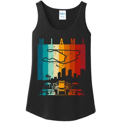 Vintage Miami Formula Racing Track Circuit Fan Ladies Essential Tank