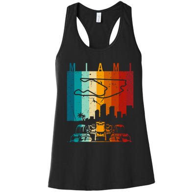 Vintage Miami Formula Racing Track Circuit Fan Women's Racerback Tank