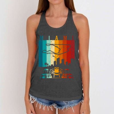 Vintage Miami Formula Racing Track Circuit Fan Women's Knotted Racerback Tank