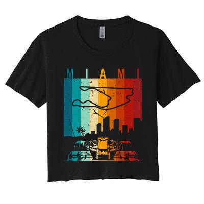 Vintage Miami Formula Racing Track Circuit Fan Women's Crop Top Tee