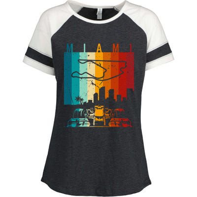 Vintage Miami Formula Racing Track Circuit Fan Enza Ladies Jersey Colorblock Tee